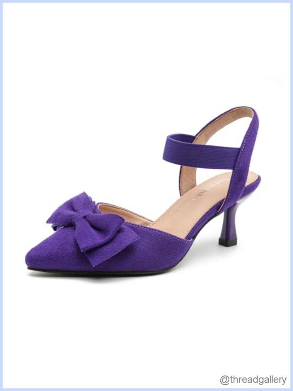 Women's Bow Pointed Toe Slingback Kitten Heels
